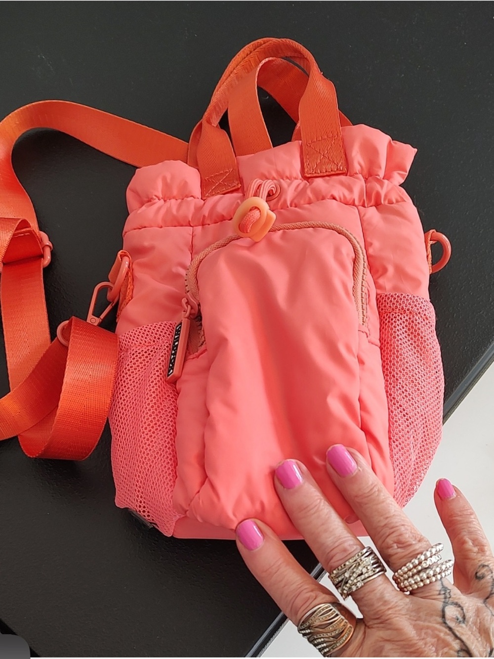 Wildfox Coral-Orange Puffer Crossbody Bag